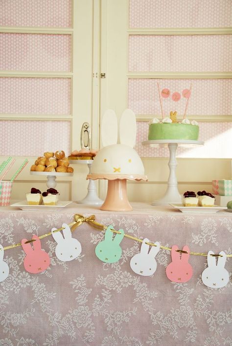 Miffy Party, Easter Bunny Party, Bunny Birthday Theme, Bunny Birthday Party, Bunny Party, Bunny Birthday, Easter Projects, Kids Party Themes, Bunny Crafts