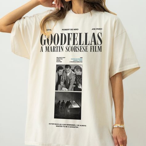 Retro Goodfellas Movie T-Shirt, Vintage Goodfellas Streetwear Graphic Tee, Best Movies of All Time Scene Photo Oversized Graphic heavyweight shirt Goodfellas movie t-shirt with is a unisex fit for men and women comes in sizes Small, Medium Large, XL, 2XL, 3XL, 4XL, and 5XL and is available in 4 color variations: Standard t-shirt colors: - Black - White - Sand - Charcoal Premium, heavyweight shirt colors  - Pepper (faded black) Premium shirts are printed on Comfort Colors 1717 T-shirt ----------- Vintage Tshirt Design Ideas, H&m T Shirt, Black And White Graphic Tee, T Shirt With Photo Print, Movie Tshirts, Retro T Shirt, Vintage Tshirt Design Graphics, Movie T Shirt Design, Retro T Shirt Designs