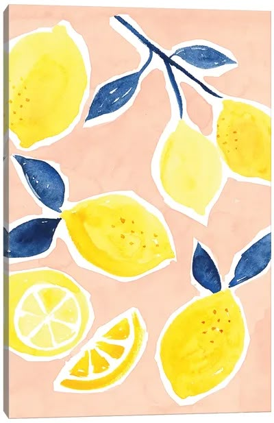 Lemon Painting, Lemon Art, Gold Poster, Art Et Illustration, Fruit Art, Trendy Wall Art, Fine Arts Posters, Painting Inspiration, Posters Art Prints