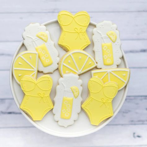 Custom Cookies | Beach & Ocean Theme | Down By The Sea Collection – Southern Sugar Bakery Cookies Lemon, Life Is Easy, Yellow Bathing Suit, Sea Salt Chocolate, Edible Creations, Make Lemonade, Shaped Cookies, Salted Chocolate, Drop Cookies