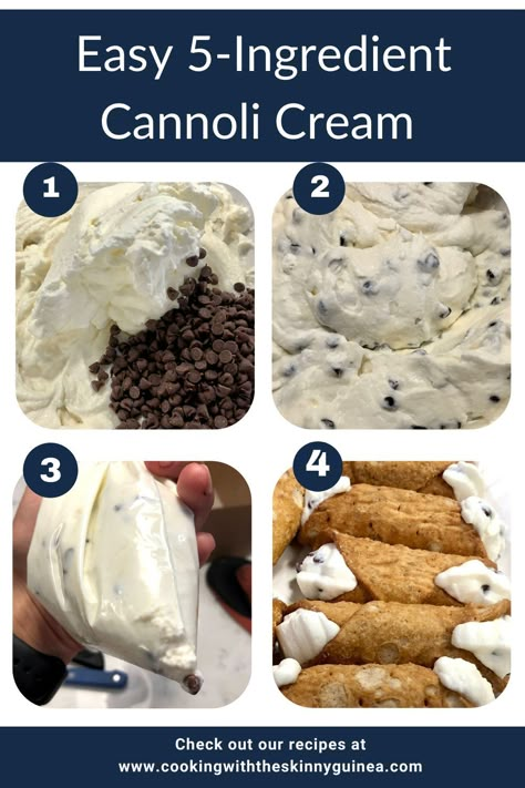 Canollis Recipe Italian, Homemade Cannoli Filling, Italian Cream Stuffed Cannoncini Recipe, Ricotta Filling For Cannoli, Cannoli Filling Flavors, Cannoli Filling With Cream Cheese, Canolli Filling Recipe, Cannoli Filling For Cake, Canolis Recipe Italian Easy