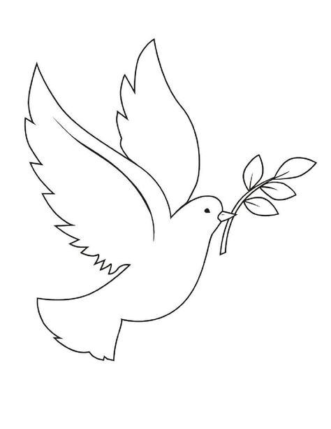 Dove Outline, Flying Bird Drawing, Christmas Crib Ideas, Cross Coloring Page, Worksheet Coloring, Flower Crafts Kids, Flower Templates Printable, Peace Bird, Bird Template