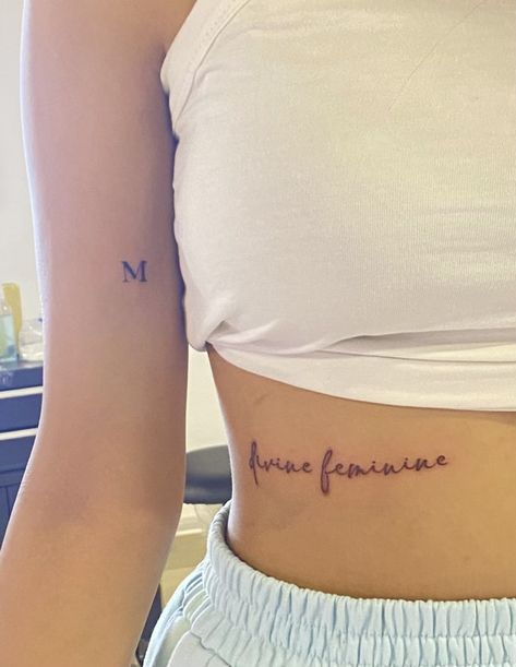 M Letter Tattoo, Tattoo Inside Arm, Divine Feminine Tattoo, Letter Tattoo, M Letter, Feminine Tattoo, Subtle Tattoos, Hair Styler, Feminine Tattoos