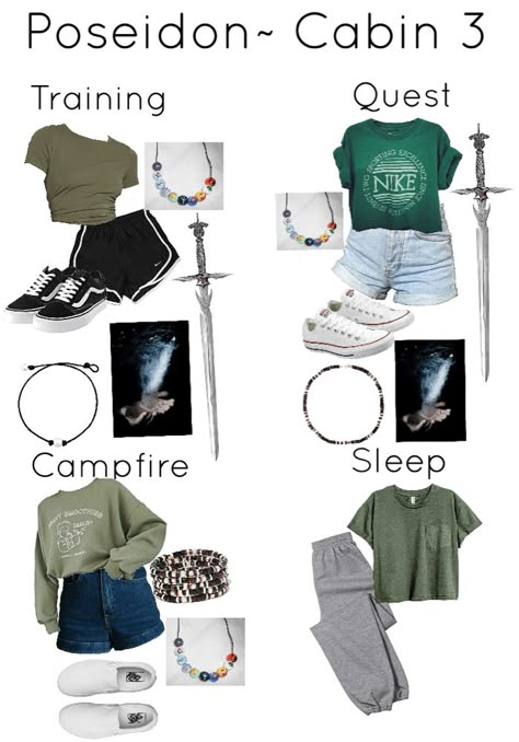 Poseidon Cabin Design, Cabin 3 Outfits, Percy Jackson Outfits Poseidon, Cabin 3 Aesthetic Pjo, Poseidon Outfit, Percy Jackson Clothes Inspired Outfits, Pjo Inspired Outfits, Demigod Outfits, Percy Jackson Aesthetic Outfits