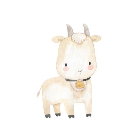 Premium Vector | Goat watercolor illustration for kids Goat Watercolor, Sheep Watercolor, Illustration For Kids, Psd Icon, Scrapbook Inspiration, Children Illustration, Vector Photo, Baby Shower Themes, Watercolor Illustration