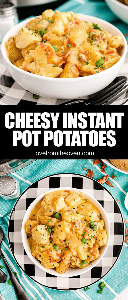 Instant Pot Cheesy Potatoes • Love From The Oven Cheese Bacon Potatoes, Instant Pot Cheesy Potatoes, Cheesy Ranch Potatoes, Bacon Potatoes, Cheesy Potatoes Recipe, Bacon Ranch Potatoes, Love From The Oven, Cheesy Ranch, Ranch Potatoes