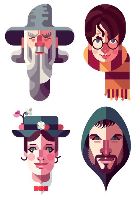 Recognizable Graphic Desi, الفن الرقمي, Character Design Cartoon, Vector Character Design, Flat Design Illustration, Character Design Sketches, Art Manga, Vector Portrait, Vector Character