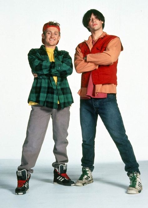 Heroes: Bill S. Preston (Alex Winter) and Ted "Theodore" Logan (Keanu Reeves) in Bill and Ted's Excellent Adventure/Bogus Journey Keanu Reeves Young, Bill And Ted, Alex Winter, Hallowen Costume, Face The Music, Keanu Charles Reeves, Blockbuster Film, New Retro Wave, Kid Cudi