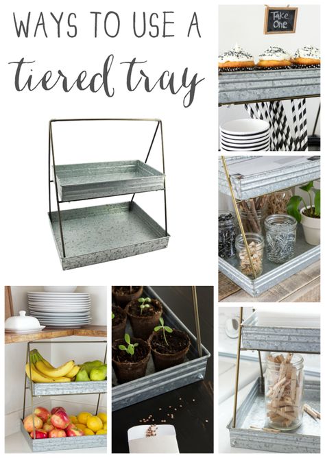 5 uses for a two tiered tray Faux Tin Ceiling Tiles, Castle Decor, Farmhouse Tray, Watch Diy, Easy Diy Decor, Sun Is Shining, Tiered Trays, Rustic Farmhouse Decor, Diy Home Improvement