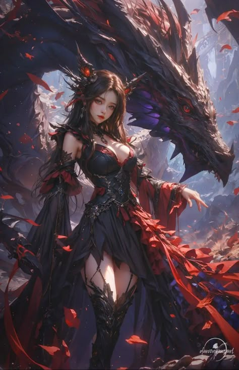 Dragon Goddess Art, Xianxia Female Cultivator, Dragon Witch, Rhaenys Targaryen, Dragon Queen, Demi Human, Queen Anime, Red Hair Woman, Female Dragon