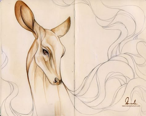 dreamy doe Beth Cavener, Deer Drawing, Deer Tattoo, Spirit Animal Art, Spirit Animals, My Sketchbook, Oh Well, Animal Sketches, Ink Illustrations