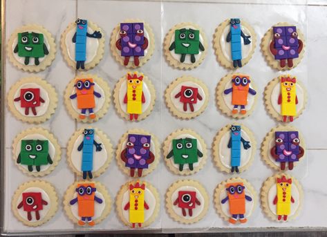 Number Block Cookies, Numberblocks Birthday Party Food, Numberblocks Party Ideas, Number Blocks Cupcakes, Number Blocks Cookies, Number Block Birthday Party, Number Blocks Birthday Party, Numberblocks Birthday Party, Numberblocks Birthday