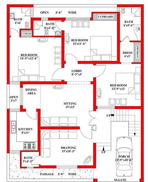 House Plan App, Small House Design Floor Plan, 1200sq Ft House Plans, 40x60 House Plans, Mini House Plans, Drawing House Plans, Budget House Plans, Small House Blueprints, 20x40 House Plans