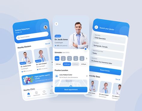 Medical App Exploration Desain Ux, Medical Website Design, Medical App, Mobile App Design Inspiration, Hospital Design, App Template, App Design Inspiration, Graduation Project, Health App