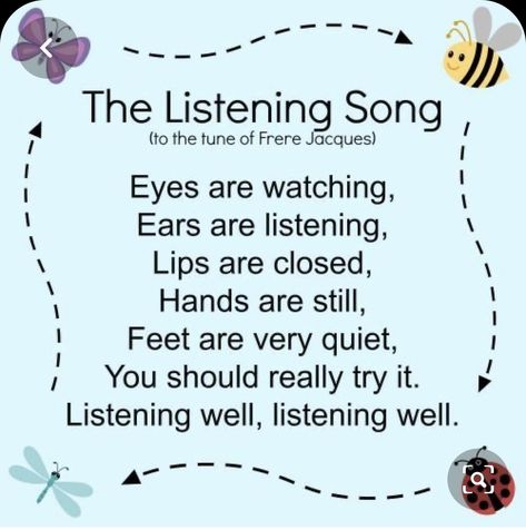 Hallway Songs For Preschool, Transition Activities For Preschoolers, All About Me Songs, Transition Songs For Preschool, Listening Song, Toddler Songs, Transition Songs, Transition Activities, Circle Time Songs