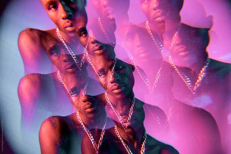 Stock Photo Of A Black Man Using A Kaleidoscopic Filter. Resin Product, Black Man, Product Photography, A Black, Black Men, Hair Wrap, Royalty Free Stock Photos, Filter, Stock Photos