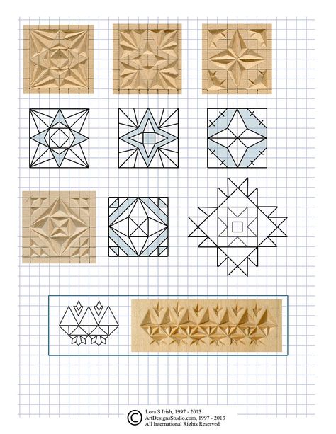 free chip carving pattern by Lora Irish Chip Carving, Carving Patterns, Wood Carving Designs, Wood Carving Patterns, Carving Designs, Wood Carving Art, Graph Paper, Carving Tools, Wood Patterns