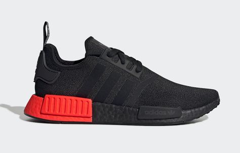 adidas NMD R1 Core Black Solar Red EE5107 Release Date Info. The adidas NMD R1 Core Black Solar Red features two-tone Boost midsole releasing August 2019 for $130. Adidas Nmd Men, Adidas Nmd R1 Black, Adidas Originals Nmd R1, Adidas Originals Nmd, Sneakers Luxury, Boost Shoes, Adidas Nmd R1, Nmd R1, Dope Fashion