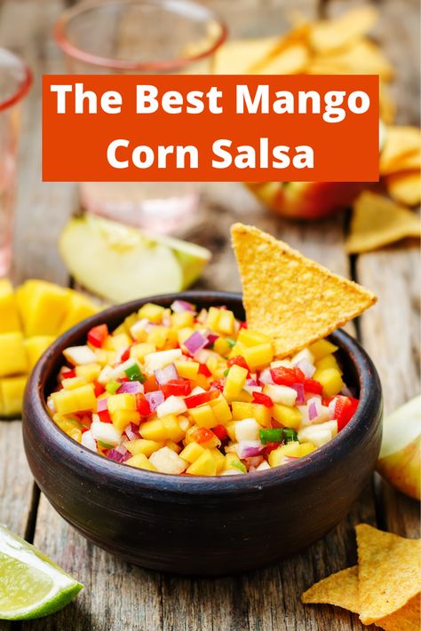 Sweetcorn Salsa Recipe, Corn Mango Salsa Recipe, Corn And Mango Salsa, Mango Corn Salsa Recipe, Mango Corn Salad, Corn Mango Salsa, Mango Corn Salsa, Spice Combos, Mango Tomato Salsa