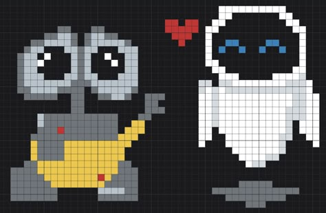 Wall E Cross Stitch, 8 Bit Perler Bead Patterns, Nerdy Pixel Art, Pixel Art Easy Ideas, Pixeled Art, Pixel Art Disney Stitch, 8 Bit Pixel Art Pattern, Perler Beads Stitch, Stitch Perler Bead Pattern