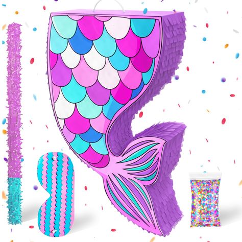 PRICES MAY VARY. Complete Mermaid Tail Piñata Set: Make Your Mermaid Birthday Party Magical With This All-inclusive Mermaid Tail Piñata Set. The Set Features A Charming Purple Piñata Measuring 16x3x10 Inches, A Decorated Wooden Stick, A Paper Blindfold, And A Small Confetti Bag. Perfect For Sea Party Decorations And Mermaid Party Supplies. Enchanting Mermaid Party Decor: Transform Your Party Space With This Delightful Mermaid Piñata, Ideal For Little Mermaid Party Decorations And Mermaid Birthda Mermaid Birthday Pinata, Mermaid Pinata, Pinata Candy, Mermaid Birthday Decorations, Mermaid Party Supplies, Birthday Pinata, Mermaid Barbie, Sea Mermaid, Mermaid Party Decorations