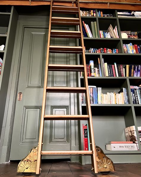 Antique Library Ladder, Brass Library Ladder, Bookshelf Ladder, Rolling Ladder, Antique Library, Library Ladder, The Letter P, Ladder Bookshelf, Secret Room