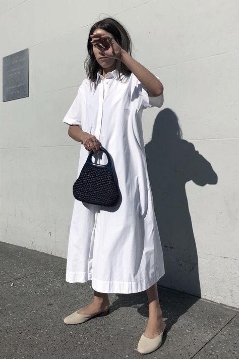 Shirt Dress Outfit, Shirt Dress Summer, Nothing New, All White Outfit, Tent Dress, White Shirt Dress, Dress Outfit, Mode Vintage, White Outfits