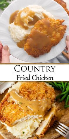 Country Fried Chicken, Country Fried, Comfort Food Recipes Dinners, Simple Dinner, Fried Chicken Recipes, Chicken Dishes Recipes, Idee Pasto Sano, Dinner Idea, Chicken Dinner Recipes