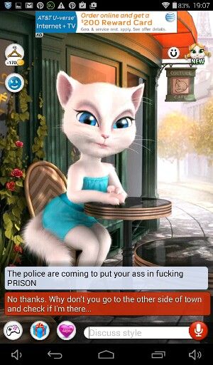 Read this everyone!!!! I was playing Talking Angela, investigating the rumor about the kidnapper. And its true!!! Look what she said to me!!!! Creepy Text, My Talking Angela, Talking Angela, City Of Love, Talking Tom, How Many Kids, Like A Cat, Just A Game, Love Style