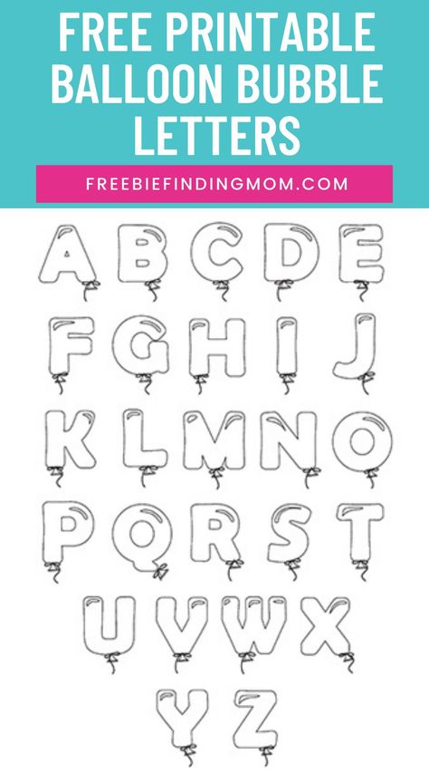 Are you throwing a kid’s birthday party? Congratulations you just found the perfect lettering to make a “Happy Birthday” banner or sign. These Free Printable Balloon Bubble Letters are not just useful for throwing a party, they are great for teaching your kids the alphabet, serving as letter coloring pages for kids, craft projects, scrapbooking, and much more. Download these free letters today! #bubblelettersalphabetfreeprintable #bubblelettering #balloonbubbleletters #balloonlettering Balloon Bubble Letters, Happy Birthday Bubble Letters, Letters Bubble, Bubble Letters Alphabet, Bubble Alphabet, Happy Birthday Font, Dollar Diy, Letters Printable, Balloon Letters