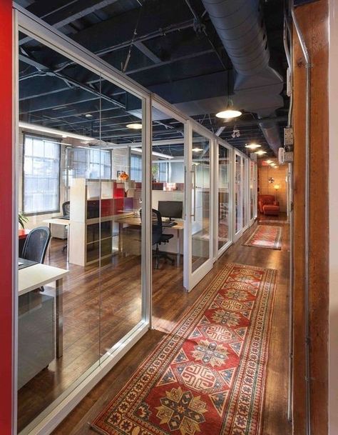 Industrial Modern Office, Modern Office Space Design, Industrial Office Space, Law Office Decor, Office Space Ideas, Warehouse Office, Office Ceiling, Industrial Office Design, Cool Office Space