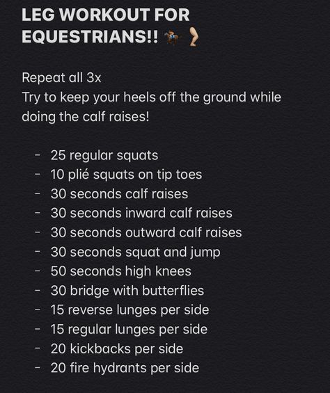 Equestrian Leg Workout, Yoga For Horseback Riders, Workouts For Equestrians Gym, Workouts For Horseback Riders, Equestrian Fitness Workouts, Equestrian Gym Workout, Equestrian Exercises Workouts, Equestrian Workout Plan, Equestrian Workouts At Home