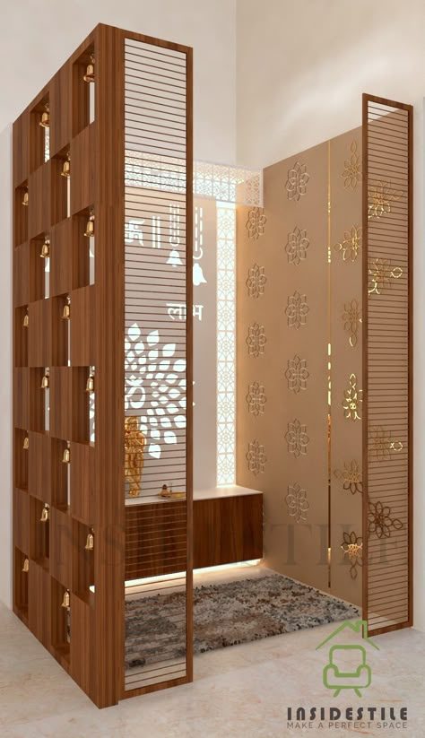 DIGITAL DESIGN Latest Pooja Room Designs 2023, Mandir Design Puja Room Modern, Mandir Design Puja Room, Dev Ghar, Wooden Partition Design, Mandir Ideas, Pooja Room Designs, Pooja Room Ideas, Pooja Door Design