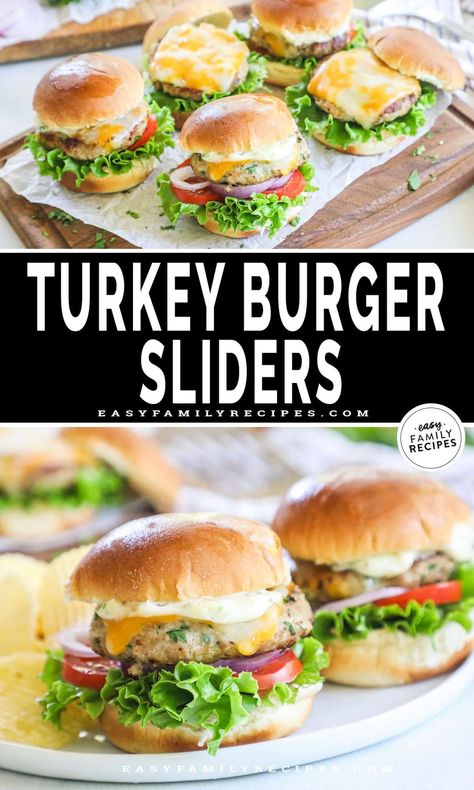 Everyone will LOVE mini turkey burger sliders for dinner! My kids are always excited when turkey burger sliders are on the menu. They’re a fun and fast 20-minute dinner recipe that’s easy to customize with your favorite cheese, toppings, and sauces. Use my easy turkey burger slider recipe as is, or use my tips to make grilled turkey sliders, air fryer turkey burger sliders, or even baked turkey burger sliders. You’ll love the juicy mini turkey burgers as an easy kid-friendly weeknight meal. Sliders Air Fryer, Healthy Sliders Recipes, Air Fryer Turkey Burger, Baked Turkey Burgers, Sliders Recipes Turkey, Sausage Sliders, Burger Sliders Recipes, Turkey Burger Sliders, Ground Turkey Burgers