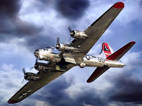 B-17 Bombardero, fortaleza volante. Realizó miles de misiones con los Aliados durante la guerra, sobre todo en Europa, aunque también tomó parte en la campaña del Pacífico, demostrando ser uno de los más fiables bombarderos de la contienda, junto con el Consolidated B-24 Liberator. Flying Fortress, Old Planes, Wwii Plane, Aircraft Photos, Ww2 Planes, B 17, Aircraft Art, Wwii Aircraft, Ww2 Aircraft