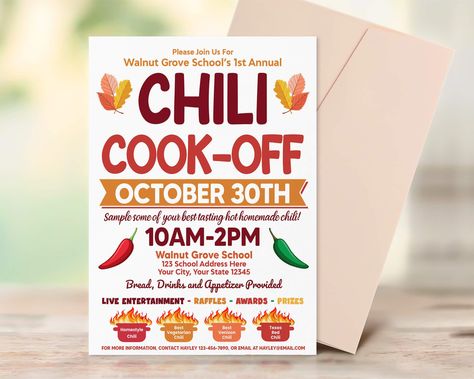 Chili Competition, Fall Chili, Fall Bake Sale, Chili Contest, Autumn Cooking, Church Fundraisers, Friendsgiving Invite, Church Community, School Pto