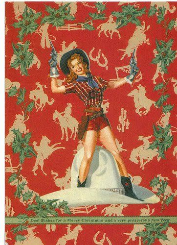 Vintage Christmas Cowgirl - Karen Texas Christmas, Wilde Westen, Cowgirl Art, Cowboy Christmas, Vintage Cowgirl, Western Christmas, Vintage Cowboy, Old Fashioned Christmas, Christmas Past