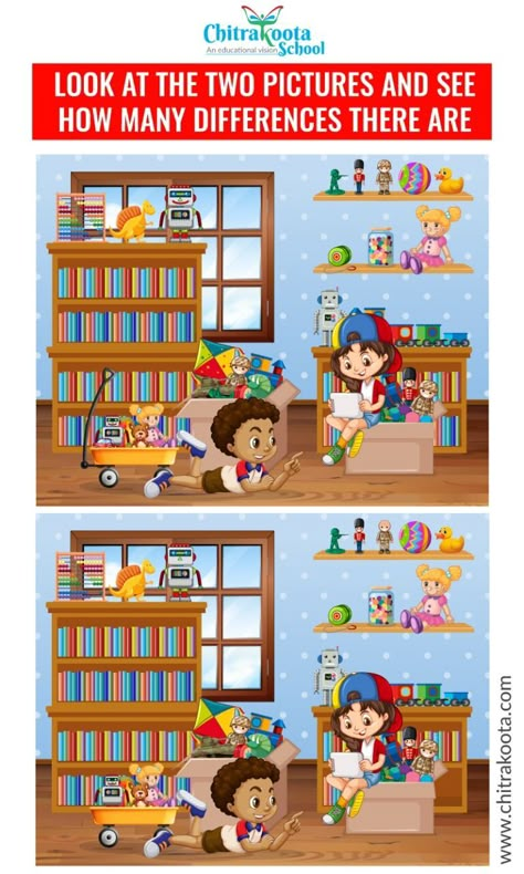 Look at the two pictures and find how many differences are there! #ChitrakootaSchool #difference #PicturePuzzle #Puzzle #Findthedifference Find Differences Pictures Difficult, Activity Room Ideas, Find The Difference Pictures, Spot The Difference Puzzle, Preschool Activity Sheets, Find The Difference, English Learning Books, Activity Room, Learning Books