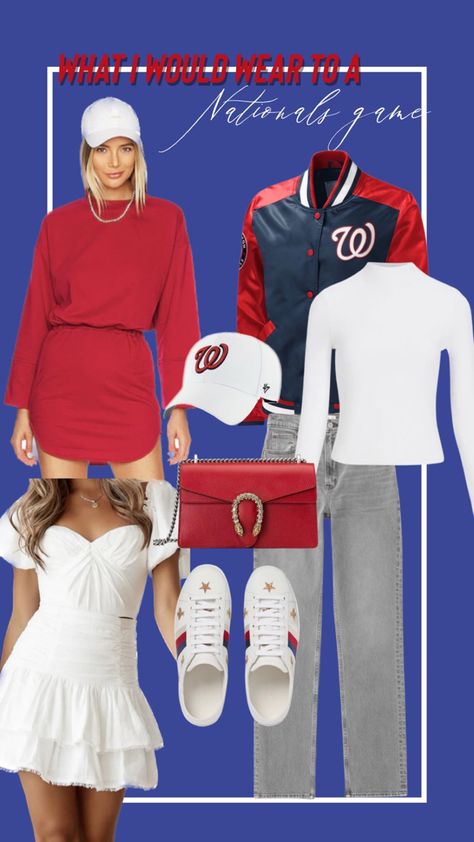 Baseball Game Outfit Ideas, Game Outfit Ideas, Baseball Game Outfit, Nationals Baseball, Game Outfit, Washington Nationals, Baseball Game, Baseball Games, Gaming Clothes