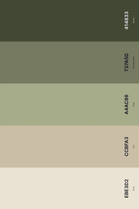 Sage Green Aesthetic Color Palette, Green Room Colour Palettes, Muted Green Palette, Green And Neutral Colour Palette, Green Goes With What Color, Neutrals And Green Color Palette, Green Bedroom Colour Palettes, Nature Green Color Palette, Sage Green Colour Pallete