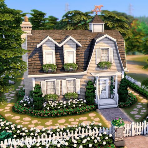 Cottage Core Bloxburg House, Brindleton Bay, Sims 4 Houses Layout, Cottage Core House, Sims 4 House Plans, Sims 4 House Building, Dutch House, House Floor Design, Sims 4 House Design