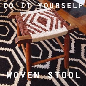 One Fine Pine: DIY: WOVEN STOOL Diy Woven Bench, Wood Bench Design, Woven Stool, House Entryway, Wood Bench Plans, Woven Furniture Design, Diy Bank, Upcycled Decor, Macrame Chairs