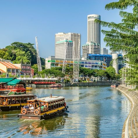 Tourist boats at Clarke Quay on the Singapore River, Singapore-Stock Photo Singapore Sights, Singapore Island, Singapore River, Singapore Photos, World Government, City State, Southeast Asia, Boats, Singapore