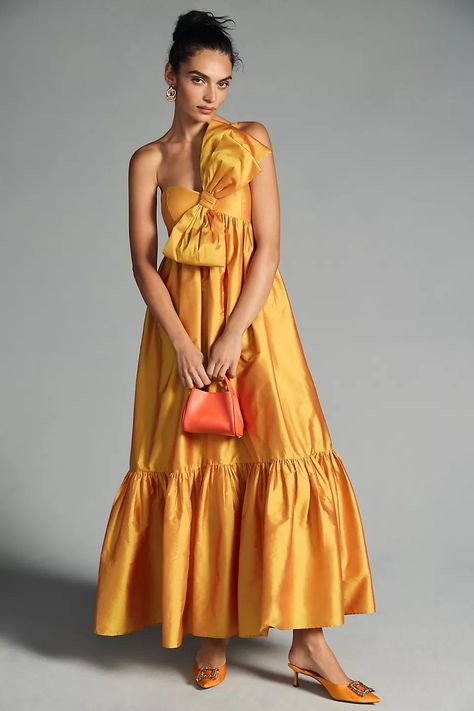 Freida Pinto, Anthropologie Wedding, Pink Fits, Long Evening Gowns, Bow Dress, Dress Yellow, Gala Dresses, Priyanka Chopra, Anthropologie Dress