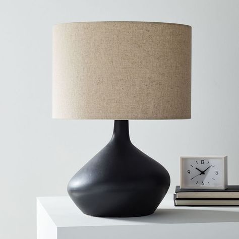 Asymmetric Table Lamp, Small, Black | west elm Asymmetric Table, Black West, Mobile Chandelier, The Color Black, Table Lamps Living Room, Table Lamp Wood, Ceramic Table Lamp, Table Lamp Design, Room Lamp