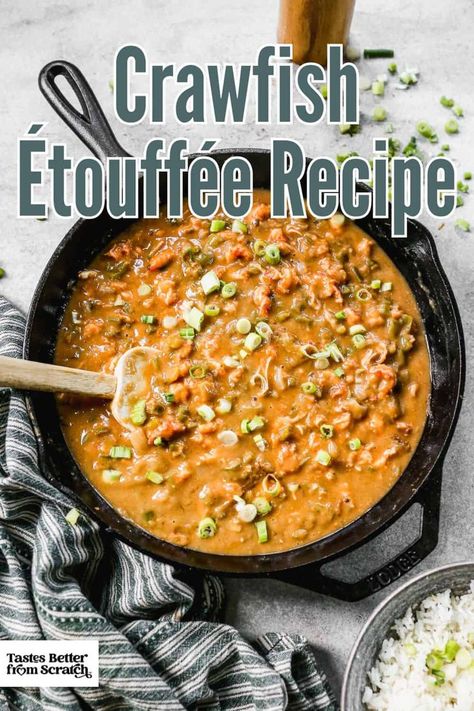 Savory Crawfish étouffée recipe showcasing tender crawfish simmered in a rich and flavorful roux-based sauce. Ettouffe Recipe, Crawfish Étouffée, Crawfish Etoufee, Etouffee Recipe, Crawfish Recipes, Louisiana Crawfish, Crawfish Etouffee, Tastes Better From Scratch, How To Cook Fish