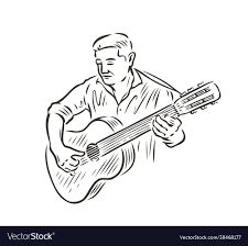 Man playing guitar music concept in sketch Vector Image Singer Sketch, Man Playing Guitar, Guitar Illustration, Guitar Drawing, Sketch Style, Man Sitting, Guitar Music, Playing Guitar, Transparent Png