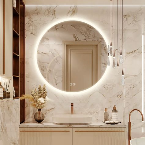 Relaxing Bathroom, Spa Bathroom, Banner Elk, Backlit Mirror, Bad Inspiration, Bathroom Mirror Lights, Modern Bathrooms, Apply Makeup, Led Bathroom