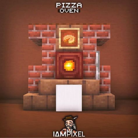 Minecraft Pizza Oven, Minecraft Oven Design, Oven Minecraft, Minecraft Oven Ideas, Minecraft Pizza Shop, Minecraft Oven, Minecraft Pizza, Minecraft Restaurant, Pizza Oven Design