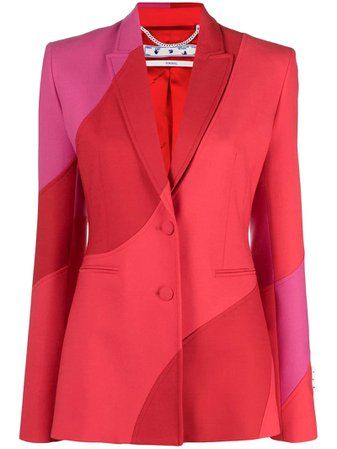 off-white Red And Pink Virgin Wool Blend Blazer | ShopLook Lady Suits, White Jackets, Off White Blazer, Off White Jacket, Luxury Outerwear, Woman Suit Fashion, Blazer Designs, Moda Vintage, Casual Blazer